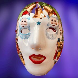 Christmas Wall Hanging Ceramic Mask by Vandor vintage 1983 Pelzman Designs Japan